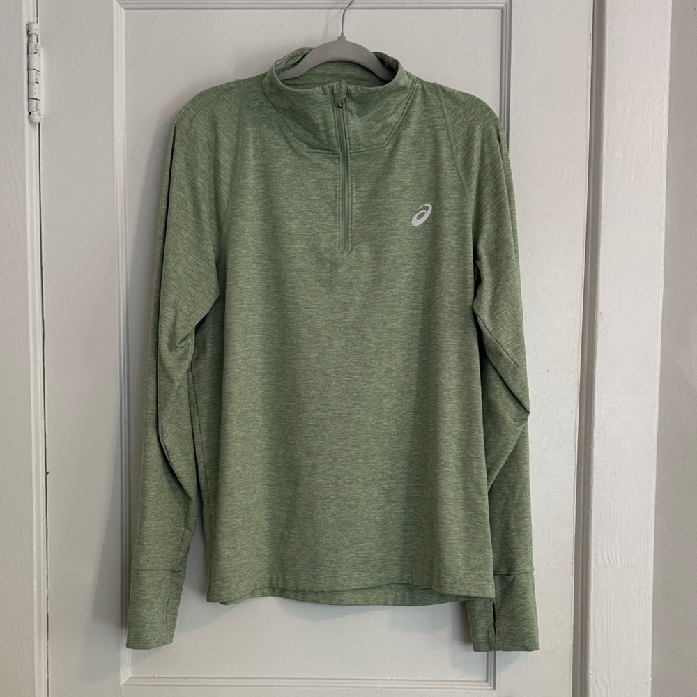 Asics Green Long Sleeve Quarter-Zip with Thumb Holes